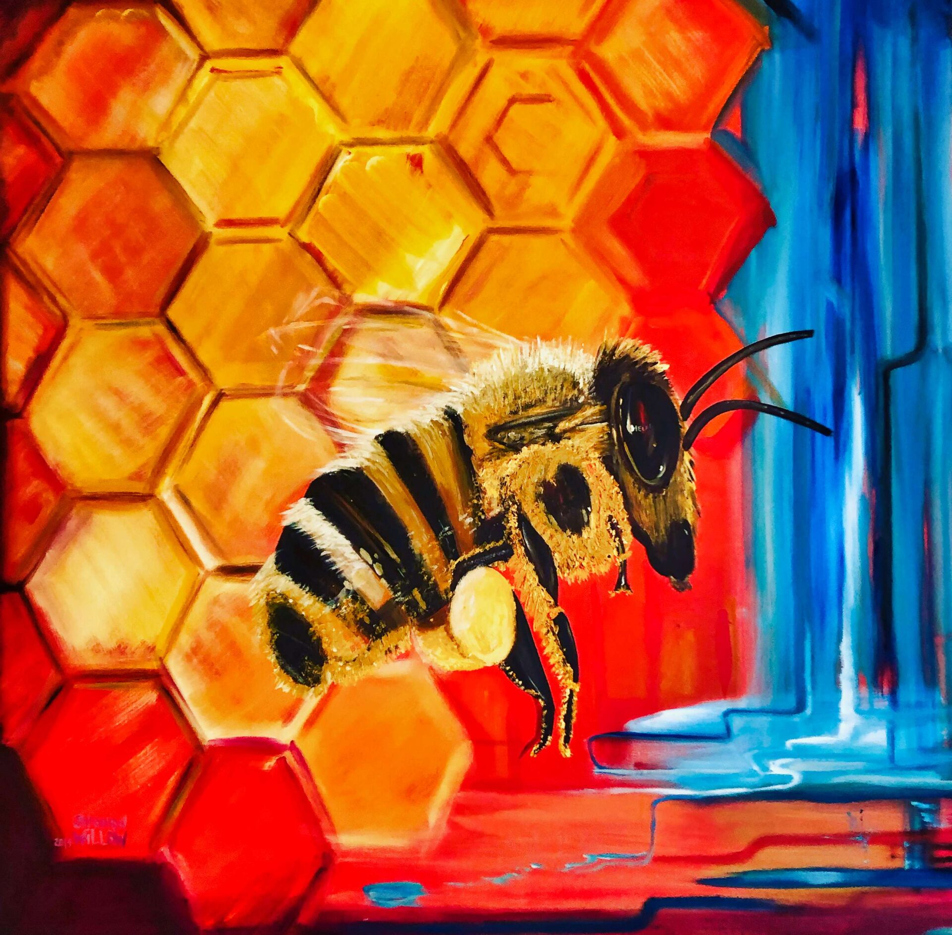 Bee painting by Shannon Willow Art